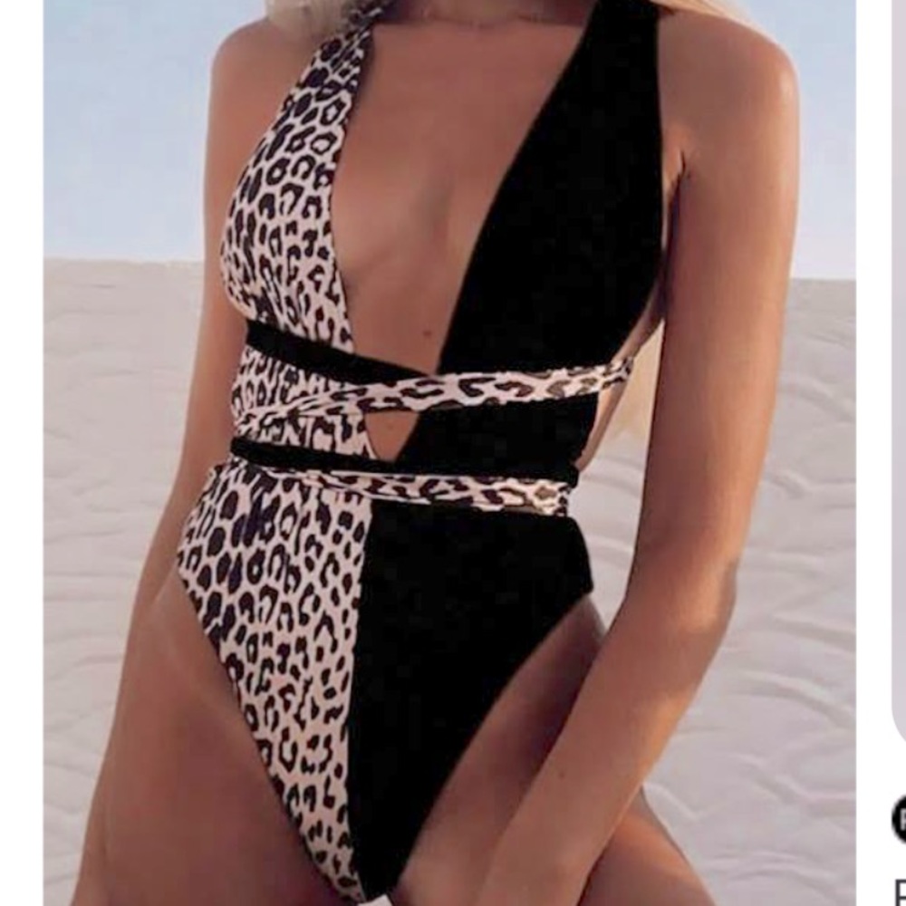 Flamingo One Piece Halter Swimsuit